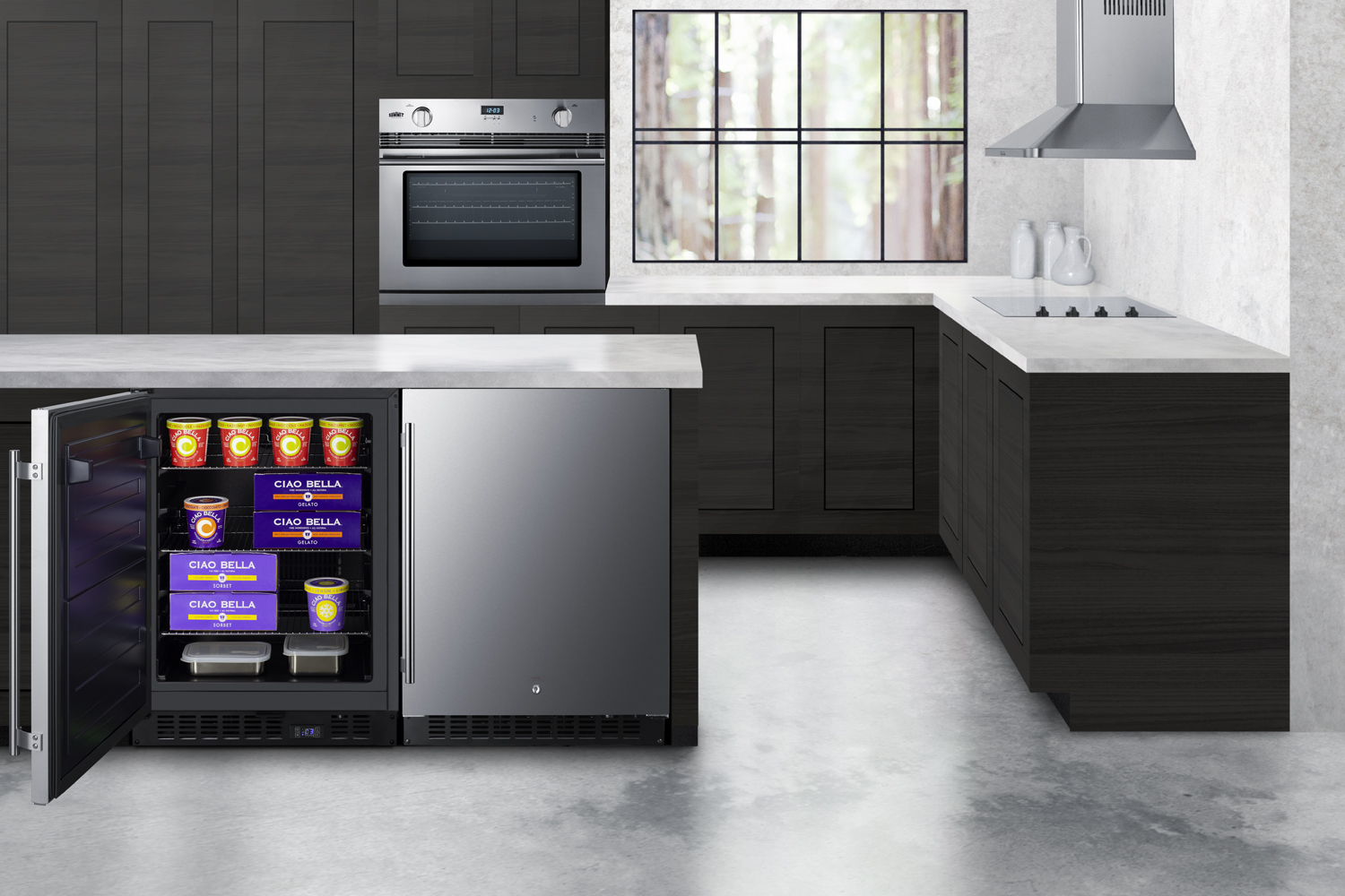 24 in. wide frost-free built-in undercounter ADA compliant all-freezer in stainless steel with, lock and digital controls